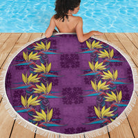Hawaii Waikiki King Beach Blanket Purple Quilt With Pua Manu