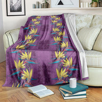 Hawaii Waikiki King Blanket Purple Quilt With Pua Manu