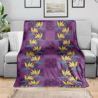 Hawaii Waikiki King Blanket Purple Quilt With Pua Manu