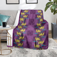 Hawaii Waikiki King Blanket Purple Quilt With Pua Manu
