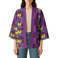 Hawaii Waikiki King Kimono Purple Quilt With Pua Manu