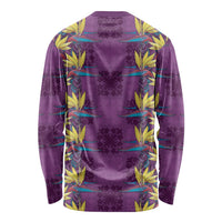 Hawaii Waikiki King Long Sleeve Shirt Purple Quilt With Pua Manu