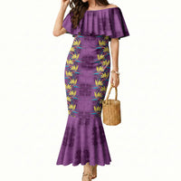 Hawaii Waikiki King Mermaid Dress Purple Quilt With Pua Manu