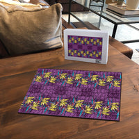 Hawaii Waikiki King Puzzle Purple Quilt With Pua Manu