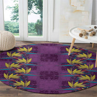 Hawaii Waikiki King Round Carpet Purple Quilt With Pua Manu