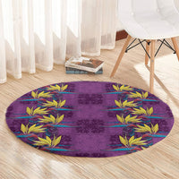 Hawaii Waikiki King Round Carpet Purple Quilt With Pua Manu