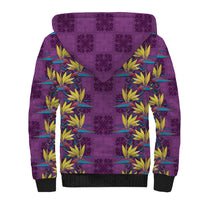 Hawaii Waikiki King Sherpa Hoodie Purple Quilt With Pua Manu
