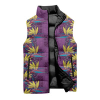 Hawaii Waikiki King Sleeveless Puffer Jacket Purple Quilt With Pua Manu