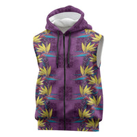Hawaii Waikiki King Sleeveless Zip Hoodie Purple Quilt With Pua Manu