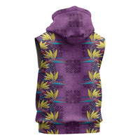 Hawaii Waikiki King Sleeveless Zip Hoodie Purple Quilt With Pua Manu