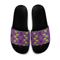 Hawaii Waikiki King Slide Sandals Purple Quilt With Pua Manu