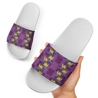 Hawaii Waikiki King Slide Sandals Purple Quilt With Pua Manu