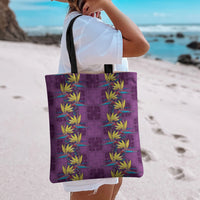 Hawaii Waikiki King Tote Bag Purple Quilt With Pua Manu