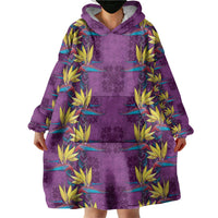 Hawaii Waikiki King Wearable Blanket Hoodie Purple Quilt With Pua Manu
