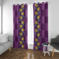 Hawaii Waikiki King Window Curtain Purple Quilt With Pua Manu