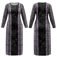Hawaii Queen Liliuokalani Couples Matching Long Sleeve Bodycon Dress and Long Sleeve Button Shirt Hawaiian Lei Pua Kalaunu