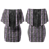 Hawaii Queen Liliuokalani Couples Matching Off Shoulder Short Dress and Long Sleeve Button Shirt Hawaiian Lei Pua Kalaunu