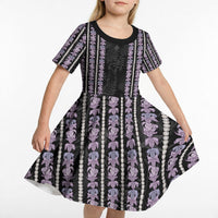 Hawaii Queen Liliuokalani Kid Short Sleeve Dress Hawaiian Lei Pua Kalaunu