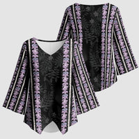 Hawaii Queen Liliuokalani Kimono Sleeve Blouse Hawaiian Lei Pua Kalaunu