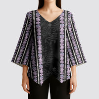 Hawaii Queen Liliuokalani Kimono Sleeve Blouse Hawaiian Lei Pua Kalaunu