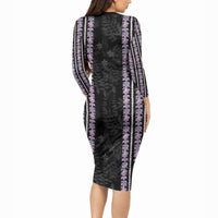 Hawaii Queen Liliuokalani Long Sleeve Bodycon Dress Hawaiian Lei Pua Kalaunu