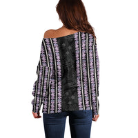 Hawaii Queen Liliuokalani Off Shoulder Sweater Hawaiian Lei Pua Kalaunu