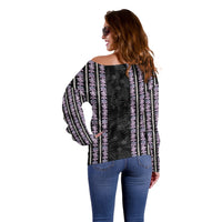 Hawaii Queen Liliuokalani Off Shoulder Sweater Hawaiian Lei Pua Kalaunu