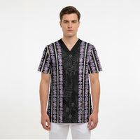 Hawaii Queen Liliuokalani Scrub Top Hawaiian Lei Pua Kalaunu