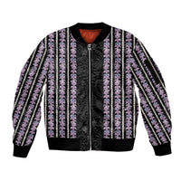 Hawaii Queen Liliuokalani Sleeve Zip Bomber Jacket Hawaiian Lei Pua Kalaunu