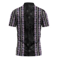 Hawaii Queen Liliuokalani Zipper Polo Shirt Hawaiian Lei Pua Kalaunu