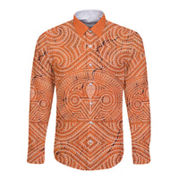 Personalised Lapita Culture Long Sleeve Button Shirt Iconic Double Face Pattern LT05 Unisex Brown - Polynesian Pride