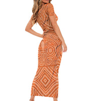 Personalised Lapita Culture Short Sleeve Bodycon Dress Iconic Double Face Pattern LT05 - Polynesian Pride