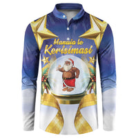 Samoa Christmas Button Sweatshirt Snow Globe With Samoan Santa - Polynesian Pride