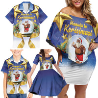 Samoa Christmas Family Matching Off Shoulder Short Dress and Hawaiian Shirt Snow Globe With Samoan Santa - Polynesian Pride