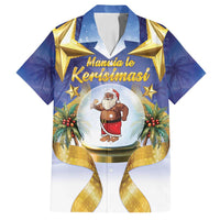 Samoa Christmas Family Matching Off Shoulder Short Dress and Hawaiian Shirt Snow Globe With Samoan Santa - Polynesian Pride