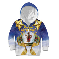 Samoa Christmas Kid Hoodie Snow Globe With Samoan Santa LT05 Zip Hoodie Navy - Polynesian Pride