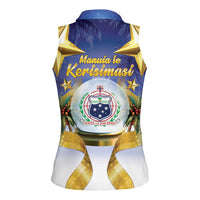Samoa Christmas Women Sleeveless Polo Shirt Snow Globe With Samoan Santa - Polynesian Pride