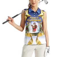 Samoa Christmas Women Sleeveless Polo Shirt Snow Globe With Samoan Santa - Polynesian Pride