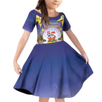 American Samoa Christmas Family Matching Off Shoulder Short Dress and Hawaiian Shirt Seashell Santa Beach Vibes - Polynesian Pride