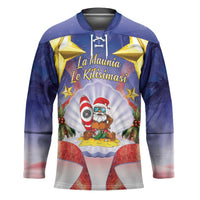 American Samoa Christmas Hockey Jersey Seashell Santa Beach Vibes LT05 Unisex Navy - Polynesian Pride