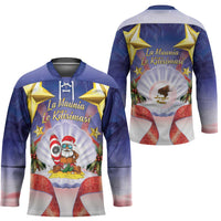 American Samoa Christmas Hockey Jersey Seashell Santa Beach Vibes LT05 - Polynesian Pride