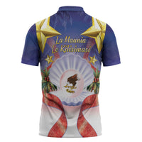 American Samoa Christmas Zipper Polo Shirt Seashell Santa Beach Vibes LT05 - Polynesian Pride