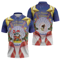 American Samoa Christmas Zipper Polo Shirt Seashell Santa Beach Vibes LT05 - Polynesian Pride
