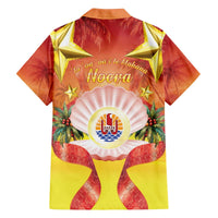 French Polynesia Christmas Family Matching Off The Shoulder Long Sleeve Dress and Hawaiian Shirt Seashell Santa Beach Vibes - Polynesian Pride