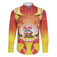 French Polynesia Christmas Family Matching Short Sleeve Bodycon Dress and Hawaiian Shirt Seashell Santa Beach Vibes - Polynesian Pride