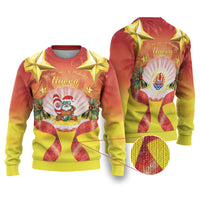 French Polynesia Christmas Ugly Christmas Sweater Seashell Santa Beach Vibes - Polynesian Pride