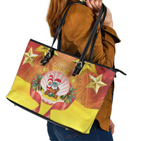 French Polynesia Christmas Leather Tote Bag Seashell Santa Beach Vibes - Polynesian Pride