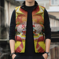 French Polynesia Christmas Sleeveless Puffer Jacket Seashell Santa Beach Vibes - Polynesian Pride
