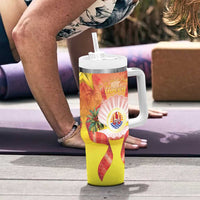 French Polynesia Christmas Tumbler With Handle Seashell Santa Beach Vibes - Polynesian Pride