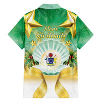 Cook Islands Christmas Family Matching Off The Shoulder Long Sleeve Dress and Hawaiian Shirt Seashell Santa Beach Vibes - Polynesian Pride